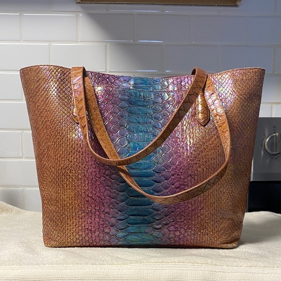 Brahmin Iridescent Blue and Pink Tote - Picture 6 of 13
